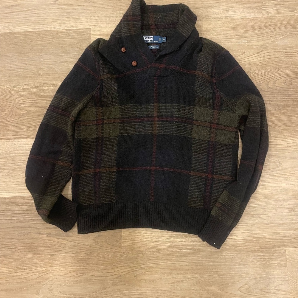 Polo by Ralph Lauren Black and Brown Turtleneck Sweater